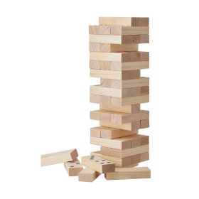 Tumbling Timber Toy, 54 Blocks Medium Tumble Tower Blocks Game, Pine Wood Tumbling Tower Game with Carry Bag and Scoreboard, Wooden Stacking Game