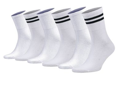 Tennis Crew Socks for Men Cotton Striped Extra Thin 6 Pairs Shoe Size 5 to 10