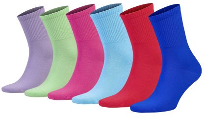 Tennis Cotton Crew Socks for Women Colorful 6 Pairs Shoe Size 5 to 10
