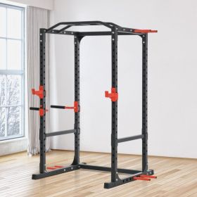 Adjustable Power Tower Dip Station Pull Up Bar Squat Rack Power Cage At Home Workout Equipment, Upper Body Strength Training Equipment (Option: Black)