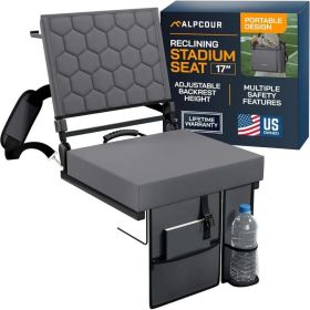 Alpcour Folding Reclining Stadium Seat With Back Support For Bleachers (Option: Grey-17Wide)