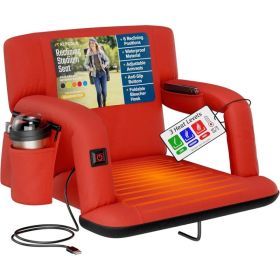 Alpcour Heated Reclining Stadium Seat For Bleachers With Back Support (Option: Red-21Wide)