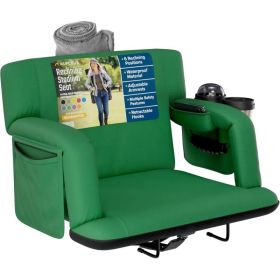 Alpcour Premium Reclining Stadium Seat For Bleachers With Back Support (Option: HunterGreen-25Wide)