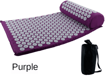 Yoga Massage Mat Acupressure Relieve Stress Back Cushion Massage Yoga Mat Back Pain Relief Needle Pad With Pillow (Ships From: China, Color: purple)