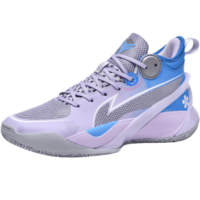 New couple basketball shoes men's sports shoes women's breathable cushioning non-slip wear-resistant gym training sports shoes (Color: purple, size: 45)