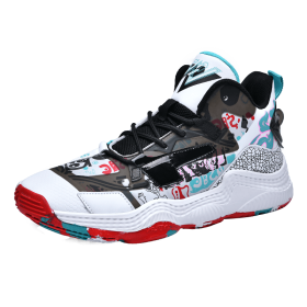 New Men's Basketball Shoes Trend Basketball Sneakers Men's Air Cushion Outdoor High Quality Sneakers (Color: white moon, size: 42)