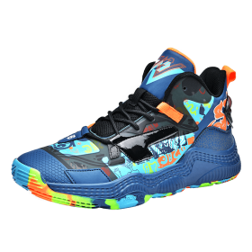 New Men's Basketball Shoes Trend Basketball Sneakers Men's Air Cushion Outdoor High Quality Sneakers (Color: Blue, size: 39)