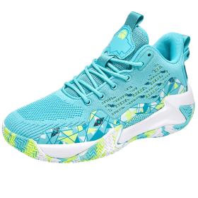 Men's Shoes Basketball Breathable Cushioning Non-Slip Sports Shoes Gym Training Athletic Basketball Sneakers Women (Color: Green, size: 45)