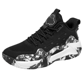 Men's Shoes Basketball Breathable Cushioning Non-Slip Sports Shoes Gym Training Athletic Basketball Sneakers Women (Color: black and white, size: 43)