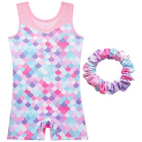 Leotards for Girls Gymnastics Toddler Dance Biketards Mermaid  Athletic Dance Wear (Color: Pink, size: 120cm)
