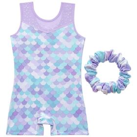 Leotards for Girls Gymnastics Toddler Dance Biketards Mermaid  Athletic Dance Wear (Color: Blue, size: 100cm)