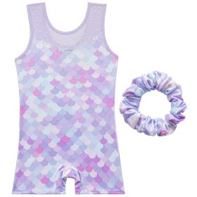 Leotards for Girls Gymnastics Toddler Dance Biketards Mermaid  Athletic Dance Wear (Color: purple, size: 140cm)