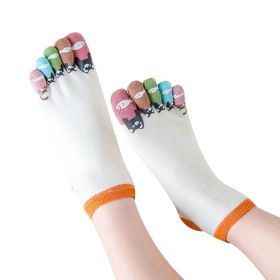 Womens Funny Toe Sock Cotton Five Finger Running Ankle Novelty Socks (Color: orange)