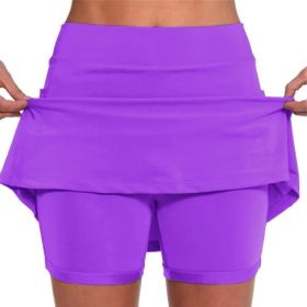 Elastic Yoga Culottes for Women Athletic Shorts Lightweight High Waist Joggers (Color: purple, size: 2XL)