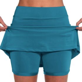 Elastic Yoga Culottes for Women Athletic Shorts Lightweight High Waist Joggers (Color: Blue, size: XL)