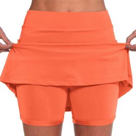 Elastic Yoga Culottes for Women Athletic Shorts Lightweight High Waist Joggers (Color: orange, size: M)