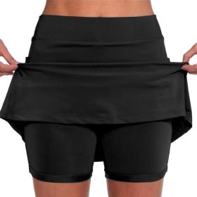 Elastic Yoga Culottes for Women Athletic Shorts Lightweight High Waist Joggers (Color: Black, size: S)