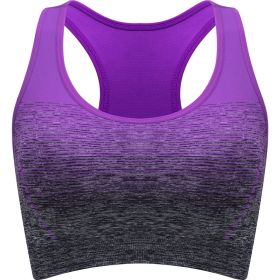 1pc/2pcs/3pcsMedium Support Two Tone Racer Back Sports Bra, Fitness Workout Running Yoga Bra (Color: purple, size: XL(12))