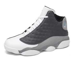 JJ tiger Couples 4 color Plus size High top basketball shoes (36-47 optional) (Color: Gray white, size: 38)