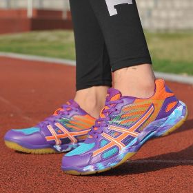 New Professional Badminton Shoes Men Women Size Plus 36-45 Tennis Shoes Ladies Luxury Baminton Sneakers Kids Tennis Sneakers (Color: purple, size: 36)