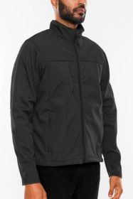 Mens Solid Soft Shell Storm Tech Jacket Coat (Color: Black, size: 2XL)