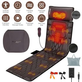 Flannel / PU Material Options - 1 Pc Full Body Massage Mat Multifunctional Massage Chair Pad with Heat Timer Shiatsu Neck Massager Carry Bag Earp (Material Type: PU)