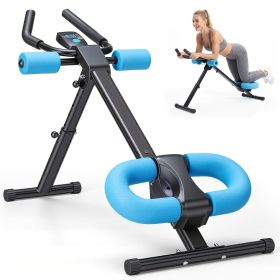 Adjustable Ab Machine for Stomach Workout, Core Workout Equipment for Home Gym, Ab Trainer with 2 Incline & 5 Height Levels, Knee & Elbow Protect (Color: Blue)