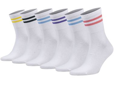 Athletic Tennis Crew Socks for Women with Stripes 6 Pairs Shoe Size 5 to 10 (Style: Style 1)