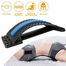 Back Massage Stretching Device Multi-Level Lumbar Spinal Support Stretcher Herniated Disc Upper Lower Back Pain Relief (Color: Black & Blue)