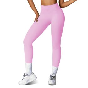 Women's High Waist Workout Leggings Tummy Control Compression Yoga Tight Pants Gym Pants Athletic Running Leggings with 25In Inseam No Front Seam (Color: 2PcPink+1PcBlack, size: L)