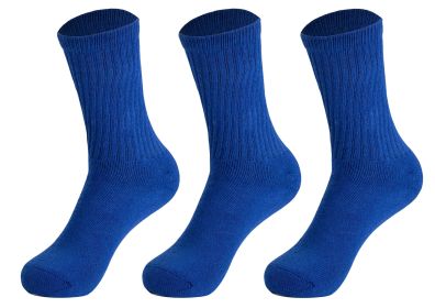 Athletic Sport Socks 3 Pairs Breathable Cotton Crew Socks Shoe Size 5 to 10 (Color: Parliament)