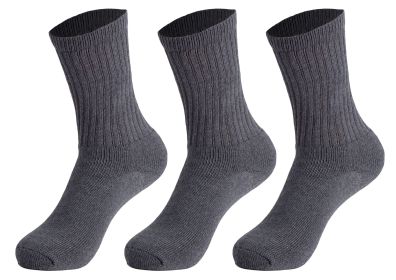Athletic Sport Socks 3 Pairs Breathable Cotton Crew Socks Shoe Size 5 to 10 (Color: Anthracite)