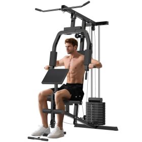 Multifunction Home Gym System, Workout Station with 99Lbs Weight Stack, for Full Body Exercise (Option: Black-1920x430x180 mm)